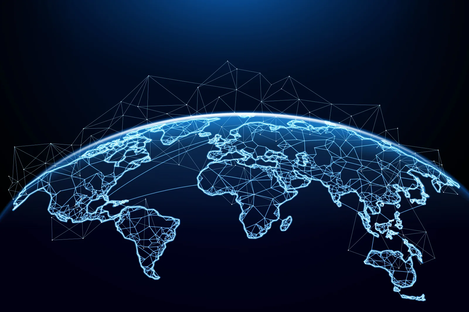 Stylised digital globe with a global network overlay — maritime intelligence context